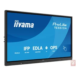 55 Iiyama ProLite TE5513A-B3AG, 4K IPS AG, 3840x2160, 8ms, 1200:1, 500cd/m2, PureTouch-IR+, Rockchip RK3576 CPU (A72?4 + A53x4), 6GB,128GB Storage, Android 13, Google EDLA Certified