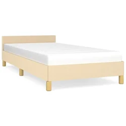 Vidaxl Posteljni okvir brez vzmetnice krem 100x200 cm blago