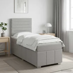 vidaXL Postelja boxspring z vzmetnico Svetlo siva 100 x 200 cm Blago