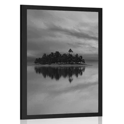 Plakat zapuščeni otok v črnobeli varianti - 40x60 silver