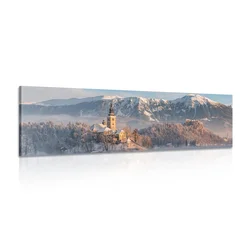 Slika cerkev pri Blejskem jezeru - 135x45