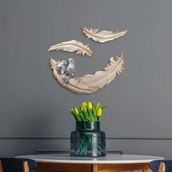 Aberto Design Set zidne dekoracije Love Birds - 2, 41x21x4, 26x8x2 cm, 3 komada, Krem