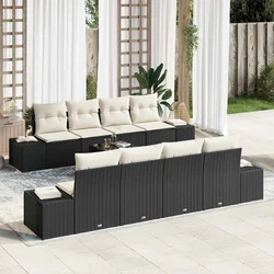 Sjedeća garnitura za vrt 7 pcs Crna i Krema poliratan