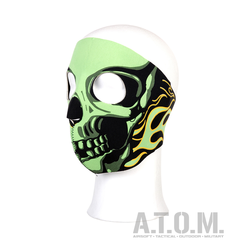 BIKER MASK – green flames (full face)