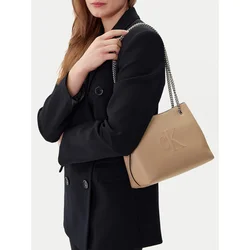 Ročna torba Calvin Klein Jeans Sculpted Chain Shoulder Bag LV04K3163G Bež