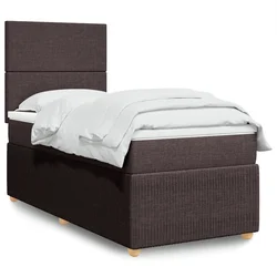 vidaXL Box spring postelja z vzmetnico temno rjava 90x200 cm blago