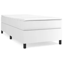 Krevet s oprugama i madracem bijeli 90 x 200 cm od umjetne kože