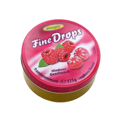 Woogie Fine Drops s pršenimi malinami 175g