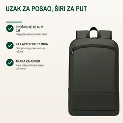 Bruno Poslovni ranac Rodman, Proširiv 8-11 cm, Odeljak za laptop, 15, Maslinasti