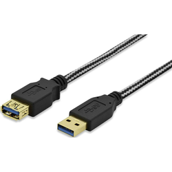 ednet USB 3.0 produžni kabel [1x USB 3.0 utikač A - 1x USB 3.0 ženski utikač A] ednet 3 m crna pozlaćeni utični kontakti, UL certifici