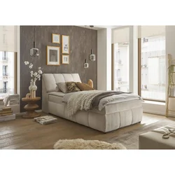 MID.YOU POSTELJA Z VZMETNICO 120 cm x 200 cm , tekstil, leseni material bež