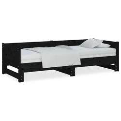Dnevni ležaj na izvlačenje 2x(90x200) cm crni od borovine