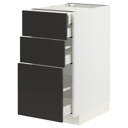METOD / MAXIMERA Pod.elem.3front/2dnj/1srd/1vis.fiok, bela/Nickebo boja antracita, mat, 40x60 cm
