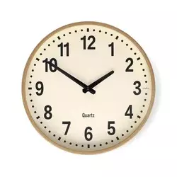 Nedis CLWA2226WD - Drveni zidni sat, prečnik 30,8 cm, napajanje 1xAA