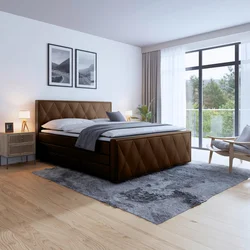 Livetastic BOXSPRING POSTELJA 180 cm  x 200 cm , les, kovina, tekstil rjava