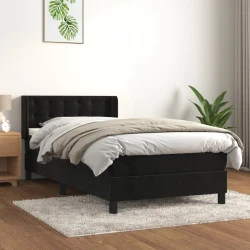 vidaXL Box spring postelja z vzmetnico črna 90x200 cm žamet