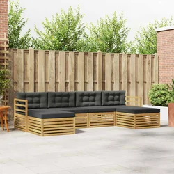 Set vanjskih sofa 6 kom. Bijela i antracit Čvrsto drvo akacije