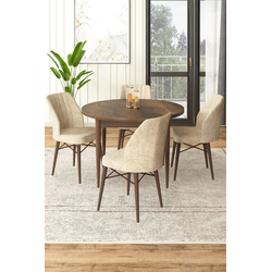 Hanah Home Set Trpezarijski sto i 4 stolice, Bež-braon