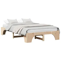 Vidaxl Konstrukcija postelje Naravna 140 x 190 cm Masivno borovo les