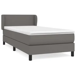 Vidaxl Box spring postelja z vzmetnico siva 100x200 cm umetno usnje