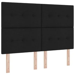 Vidaxl LED Box Spring Postelja z vzglavjem Črna 140 x 200 cm blago