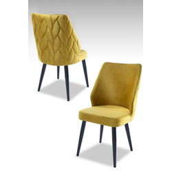 Hanah Home Set stolica Pufi, 48x90x43 cm, 4 komada, Crno-žute
