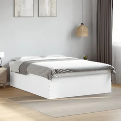 vidaXL Posteljni okvir bel 160x200 cm inženirski les