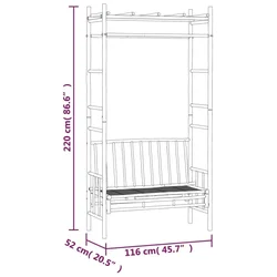 Vidaxl Vrtna klop s pergolo 116 cm bambus