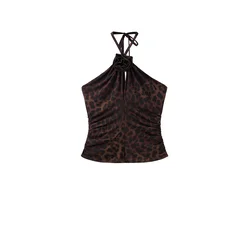 MANGO Top KATE temno rjava/črna