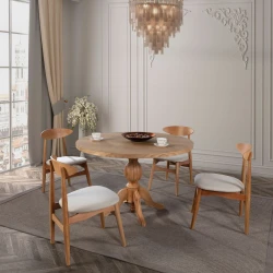 Hanah Home Trpezarijski sto i stolice Albero140, 120 cm, 4 stolice, Smeđi