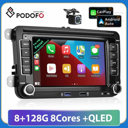Podofo AI Voice Carplay 2 din Android Radio Car Multimedia Player 4G For Volkswagen VW Passat B6 Touran GOLF5 POLO Tiguan Jetta