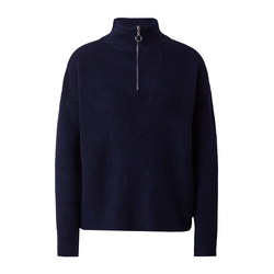 Trendyol Navy Blue Soft Textured Zippered Knitwear Sweater