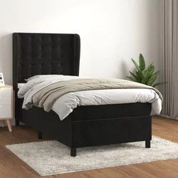 shumee Box spring postelja z vzmetnico črna 80x200 cm žamet