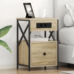 vidaXL Nočne omarice s predalom 2 pcs sonoma hrast 40 x 31 x 60 cm