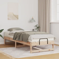 vidaXL Krevetni okvir z ročaji Rjava 90 x 210 cm Trdna borovina