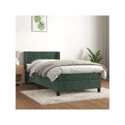 Den Box spring postelja z vzmetnico temno zelena 80x200 cm žamet