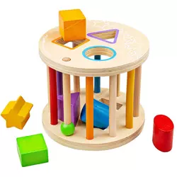 Drvena igračka za sortiranje Bigjigs - Kotrljajuća, sa figuricama