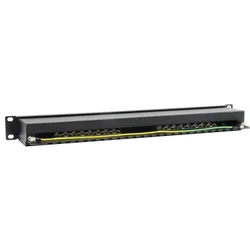 EQU 16-Port Cat.6 Shielded Patch Panel, črna