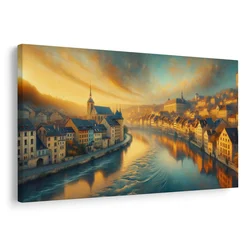 Slika mesto v jutranji svetlobi - 60x40