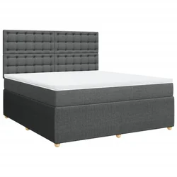 Vidaxl Box spring postelja z vzmetnico temno siva 180x200 cm blago