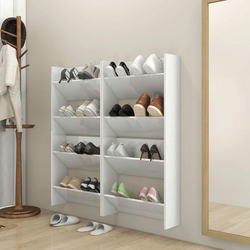 Greatstore Stenske omare za čevlje 4 kosi visok sijaj bele 60x18x60 cm