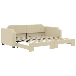 Vidaxl Izvlečna dnevna postelja krem 100x200 cm blago