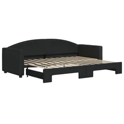 Vidaxl Izvlečna dnevna postelja temno črna 80x200 cm blago