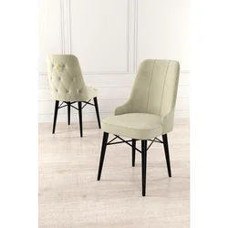 Hanah Home set trpezarijskih stolica Pare 8 kom, krem tkanina Babyface, crne drvene noge