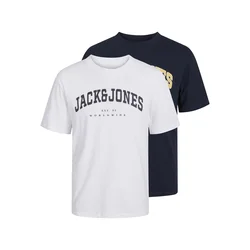 JACK & JONES Majica JJECaleb mornarska/limona/bela