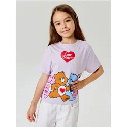 Sinsay - Pamučna majica boxy kroja sa printom Care Bears - lavanda