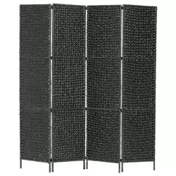 Sobna pregrada s 4 panela crna 154 x 160 cm od vodenog zumbula