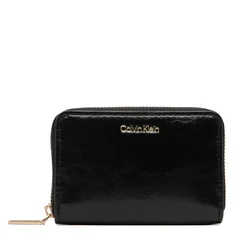 Calvin Klein Denarnica Foil Logo Zip-around Glossy  črna