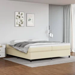Okvir za krevet s oprugom krem 200x200 cm od umjetne kože