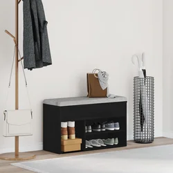 Klupa za cipele Crni hrast 80 x 30 x 45 cm Konstruirano drvo